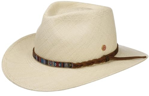 Mayser Maxwell Hut Westernstil Panamastroh UV-Schutz Made in EU Damen Herren Frühling Sommer Natur M (56-57 cm)