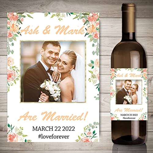 kilp Custom Weinflasche Etikett mit Fotos,Selbstklebende flaschenetiketten Hochzeit, Personalisierte Hochzeit Geschenk Idee (10,9 x 12.7cm)