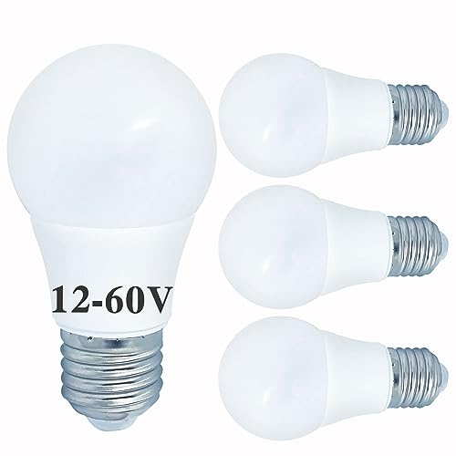 Tupolife 12V E27 LED Kaltweiß 4W für Solar Power RV Camper Marine, 4 Stück | Niederspannung Leuchtmittel AC/DC, 12V-60V 4W Glühbirne 40W Äquivalent Edison ES Birne