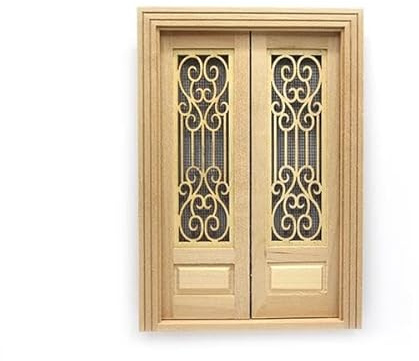 Dolls House French Doors Double Hung Carved Patterned Panels Building Component