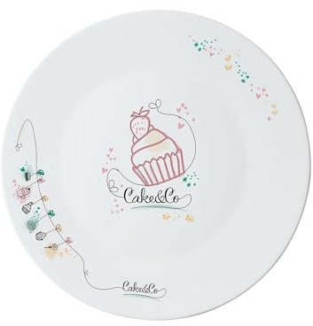Avilia Sottopiatto per Torte con Decorazione Cupcake - Piatto Piano per Presentazione Dolci e Torte, in Ceramica, 33cm, Bianco