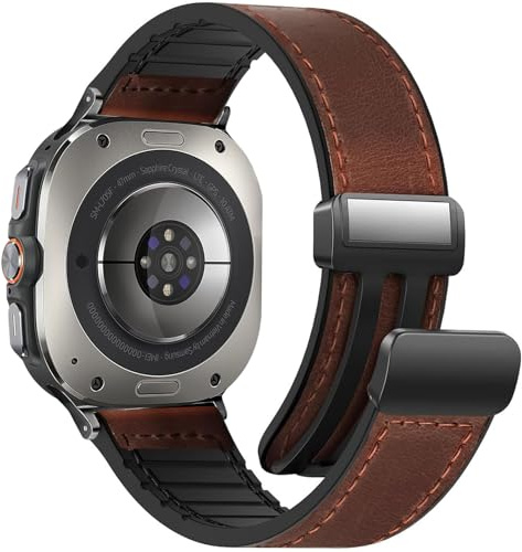 WestEagle Magnetiskt läderarmband kompatibelt med Galaxy Watch Ultra, 20 mm armband för män, Ingen ädelsten