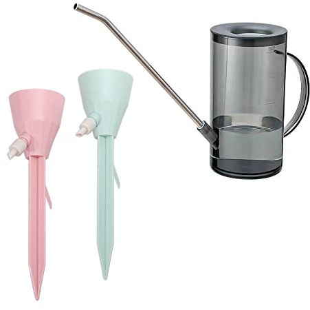 Annaffiatoio da 1 litro,con 2PZ Irrigazione Goccia Automatica,annaffiatoio cilindrico con Becco Lungo in Acciaio Inox Attrezzo per innaffiare pianta da Giardino