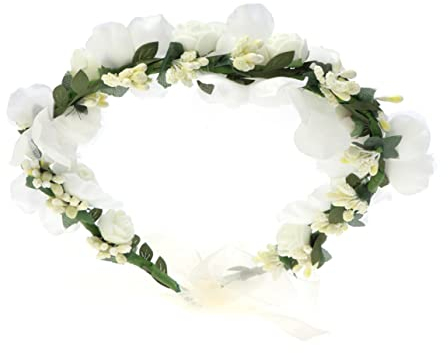 MAGICLULU Eleganter Blumenkopfschmuck Für Die Braut Hochzeitsstirnband Blumenkrone Und Girlande Für Braut Und Mädchen