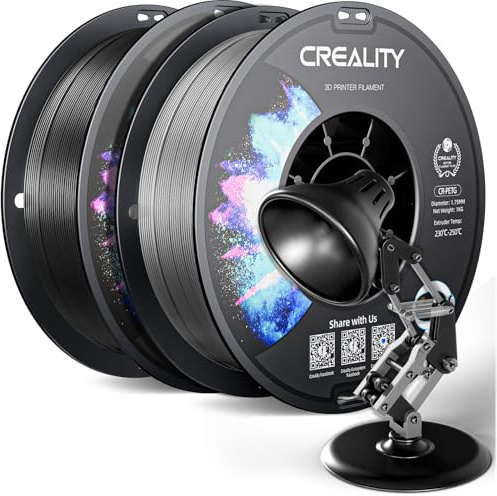 CREALITY PETG Filament 1,75 mm für 3D-Drucker 2 kg, sorgfältig gewickelte Spule, Maßgenauigkeit ± 0,03 mm, 2024 Set, geeignet für die meisten FDM 3D-Drucker, Schwarz + Grau