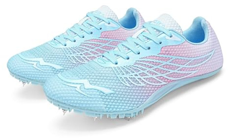 omcam Unisex-Leichtathletikschuhe Spikes Bahnrennen Jumping Turnschuhe Professionelle Sprint Laufschuhe Für Männer Frauen Kinder Jungen Mädchen,Rosa,40 EU