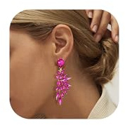 Adramata Boucles d'Oreilles Pendantes Cristal en Forme d'Aile - Strass Goutte pour Mariage, Femme Fantaisie