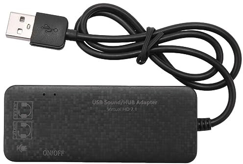 Humanitypd Hub 3 ports USB 2.0 externe 7.1 Ch carte son casque microphone adaptateur pour PC Noir