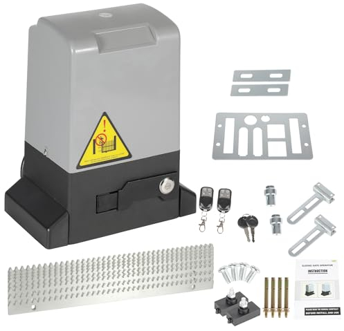 Yakimz Moteur Portail Coulissant 370W Automatisme de portail de garage jusqu'à 800 kg, 12M Automatisme de portail de cour coulissant, portée de la télécommande 50M, avec 2 télécommandes