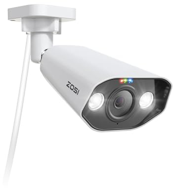 ZOSI 5MP Add-on PoE Überwachungskamera Aussen, Personen-/Fahrzeugerkennung, 2-Wege-Audio, Farbnachtsicht, Funktioniert Nur mit eigenen POE NVRs, C182