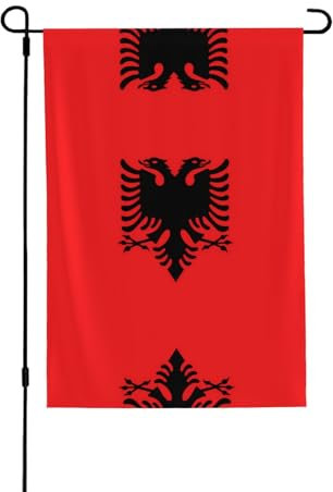 Albanische Flagge für den Außenbereich, dekorative Flagge, langlebig, wetterfest, doppellagig, knitterfrei, für Deck, Hof, Veranda, Garten
