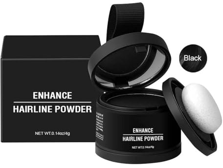 Ansatzpuder Haaransatz-Puder Haarschatten 4g wasserfestes Haar Make-up zum Ansatz kaschieren, Damen Herren Haar Concealer zur Haarverdichtung (Black, 4g)