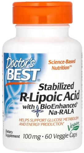 Doctor's Best - Ácido R-Lipoico Estabilizado con Na-RALA BioEnhanced | Apoyo Antioxidante y Energético - 60 cápsulas