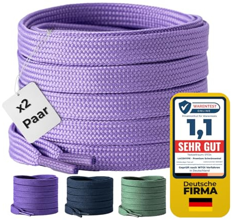 LaceHype 2 par – premium platta skosnören, rivbeständiga skoband [10 mm breda] ersättningsskor av polyester för sneakers, sportskor, löparskor, sneakers