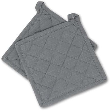 gws Hitzebeständige Topflappen 1 Paar Anthrazit 20 x 20 cm 100 Prozent Baumwolle Oeko-TEX Standard 100 rutschfest waschbar