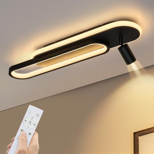 Homefire Deckenlampe Küche LED Deckenleuchte - 46W Modern Küchenlampe Stufenloses Dimmbar 3000K-6500K Schwarz Strahler Spots Deckenstrahler für Wohnzimmer Schlafzimmer Büro