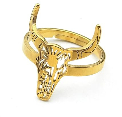 jtkhaweh Ring Ringe Damen Bijouterie Herren Hip Hop Bull Head Ringe Für Frauen Männer Tierförmige Öffnung Verstellbare Ringe