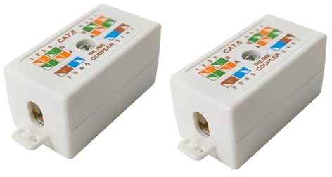 teasteam Caja de conexiones Cat6 2 piezas RJ45 de alta velocidad en línea Punchdown Krone adaptador de extensión acoplador acoplador para Cat5 Cat5E Cat6 Powerline Ethernet cables de red extensores