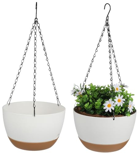 MINAOLULUS 2juego Macetas Colgantes para Plantas De Interior Soporte para Pared Bandeja De Agua y Orificios De Drenaje Diseño Compacto y Multifuncional De Unidades Mediado
