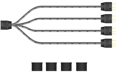 5 V 3 Polig ARGB Splitterkabel, ARGB Splitter Kabel 1 Buchse auf 4 Stecker Verlängerungskabel 4 Splitterkabel Y Kabel Für Computergehäuse,CPU-Kühler und 5-V-Lüfter (1 Zu 4, Schwarz)