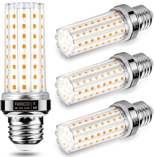 FanNicoo LED Corn Light Bulb 150W Equivalent 2000 Lumen 3000K Warm White 20W E26/E27 Base Non-dimmable Ceiling Fan Corn Lighting for Home Garage Warehouse Indoor LED Corn Bulbs Pack of 4