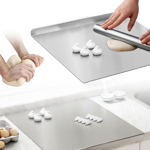 Planche À Découper En Acier Inoxydable 40 X 30 cm Planche À Pétrir Inox, Planche à Découper Inox Planches À Découper Avec Bord D'arrêt Plan De Travail De Cuisine Pour Cuisine, Bar, Restaurant