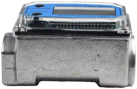 FUANA Medidor de flujo digital de turbina con engranaje ovalado y pantalla LCD para diésel, combustible, aceite, queroseno, metanol, agua, acero inoxidable y aleación de aluminio, rosca interna de 0.5