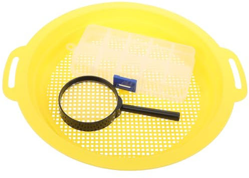 FUNOMOCYA Gold Panning Sieve Pan Set with Handheld Mesh Filter and Magnifier for Small-Scale Gravity Mining and Gold Prospecting in Rivers and Streams