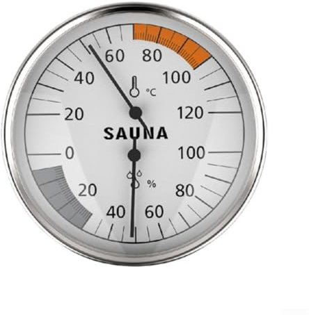 Termoigrometro analogico per sauna, termoigrometro per sauna, termometro e igrometro 2 in 1 con materiali resistenti al calore ad alta precisione, temperatura, umidità, 100 mm