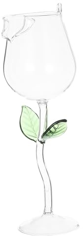 HEALEEP Calice da Vino Rosso Motivo a Rosa 400ml in Vetro Trasparente Decorativo per Cocktail e Bar, Bicchiere da Cocktail Creativo per Feste e Ristorazione