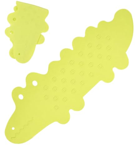 Alfombra bañera Antideslizante 95 x 34,5 cm Verde cocodrilo 185 ventosas | Alfombra flexible de TPR con superficie texturizada y ventosas para bañeras y duchas limpias y lisas lavable a mano