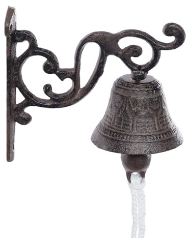 Cloche de bateau murale en fonte, cloche de bateau suspendue, sonnette de porte vintage en cordon, idéale pour la décoration de style maritime, convient également comme sonnette de porte nostalgique