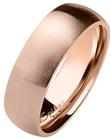 Paula & Fritz® matt poliert 6mm breit Edelstahlring Damen-Ring Verlobungs-Ring Freundschaftsring Herrenring Partnerring blau Gold schwarz roségold Silber verfügbare Ringgrößen 47 (15) – 69 (22)