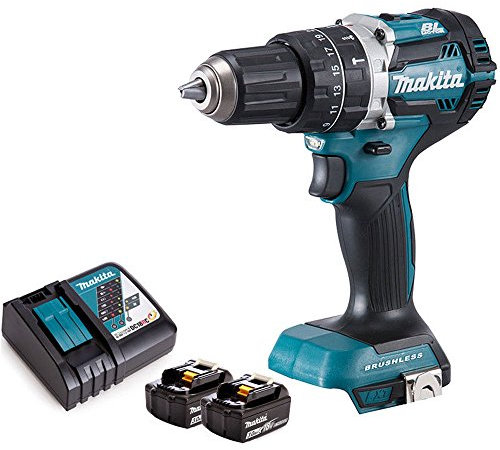 Makita DHP484Z 18V LXT Li-ion Brushless Combi Drill Body with 2 x 3Ah Batteries & Charger