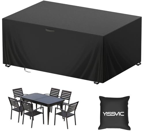 YISSVIC Housse Salon de Jardin Exterieur 420D Oxford Housse Bache Table de Jardin Imperméable Résistant à la Vent Pluie UV Déchirure (180 x 120 x 74cm)