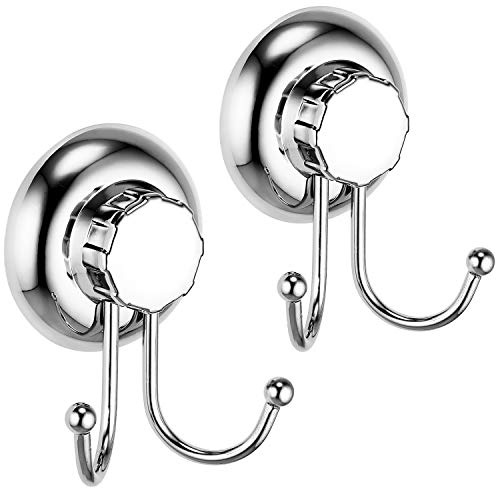MaxHold Saugschraube 2 pack Doppel Robe Haken - Befestigen ohne Bohren – 2 Stück Bademantel Handtuchhaken - Edelstahl Rostfrei – Küchen & Badezimmer Aufbewahrung-2er Set