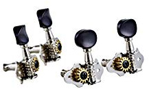 Ortega OTMUKOG-CR Ukulele Tuners Set Open Gear Black ABS Buttons Nickel