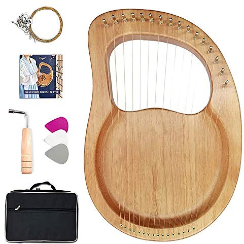 Harfe Instrument Lyre Kleine Lyre Harfe 16 Saiten Musikinstrument Mit Performance-Tasche für Anfänger Musikliebhaber Kinder Erwachsene Wood color