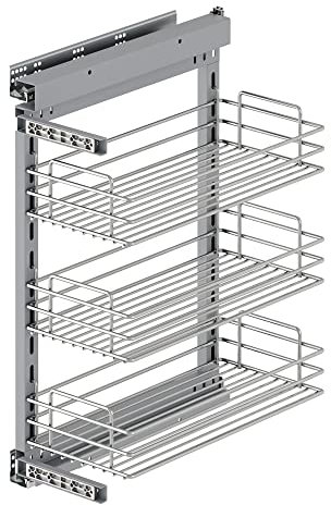 Emuca - Auszugswagen mit Dämpfungssystem, Ausziehbare Ablage Küchenschublade, 400mm, Verchromt, Stahl