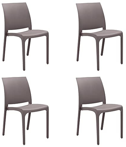 Totò Piccinni Sedia VOLGA in polipropilene design impilabile per esterno Made in Italy (4, Tortora)