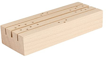 Ideen mit Herz | Holzständer für Metall Formen | Trockenblumen | Kartenständer | 15cm x 5,6cm x 3cm | 3 Schlitze | 22 Löcher