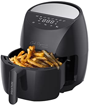 PRIXTON Cook Organics Compact - Freidora sin Aceite de Aire Caliente/Air Fryer Capacidad 3,7 litros Pantalla LED Táctil 8 Programas Predeterminados Tiempo y Temperatura Ajustables (Reacondicionado)
