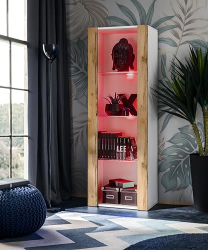 Komodee Vitrine Tivoli A2 Wotan/Weiß 55x159x35 cm