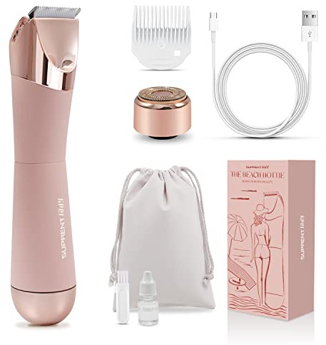 SUPRENT Bikini-Trimmer für Damen, Körperhaarentfernung, schmerzloser Schamhaarschneider für Damen, Bikini, Arme, Beine, Achselhöhlen, wiederaufladbar, wasserdicht, nass und trocken