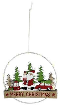 ARBUTUS Corona in legno con LED di Natale da 20 cm, bella corona per porta di casa, decorazione natalizia.