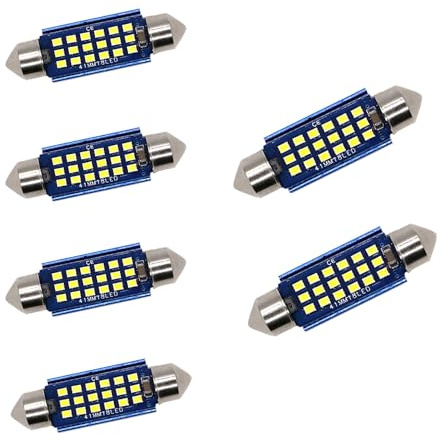 YOUNLEN 41mm 6418 Ampoule LED C5W voiture,Canbus sans erreur,12V,18MSD Chipsets ampoules LED,CW5 voiture, lumières intérieures de dôme de carte,ampoule plaque immatriculation(6pc Blanc)