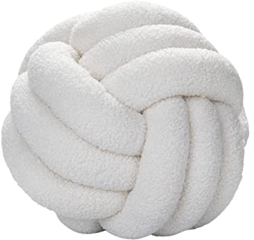 PerGar Knotenkissenball, Rundes Wurfkissen, Rundes Plüsch-Ästhetikkissen, Handgefertigtes Geknotetes Plüschkissen, Kinder Spielen Knotenball für Kinderbett, Sofa, Schlafzimmer, Bürodekoration(Weiß)