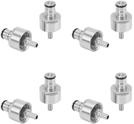 Fegtrty Lot de 8 bouchons de gazéification en acier inoxydable 304 avec embout de 1,6 cm, type de verrouillage à bille, convient aux bouteilles en PET de gazeuses
