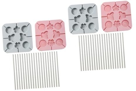 TOPBATHY 2ensembles Moules à Chocolat Silicone Moules à Bonbons Rose Et Bleu avec Bâtons à Sucettes Outils De Pâtisserie pour Garçon Fille Et Décoration De Gâteaux