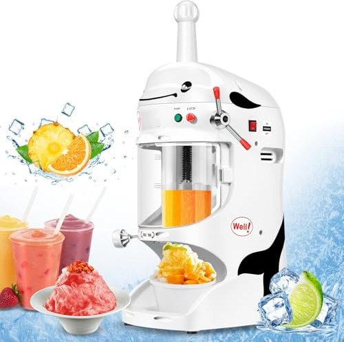 MQL-HDX Rasoir à Glace Commercial 350W avec Couvercle, Rasoir à Glace électrique, broyeur à Glace à épaisseur réglable 250-300 TR/Min